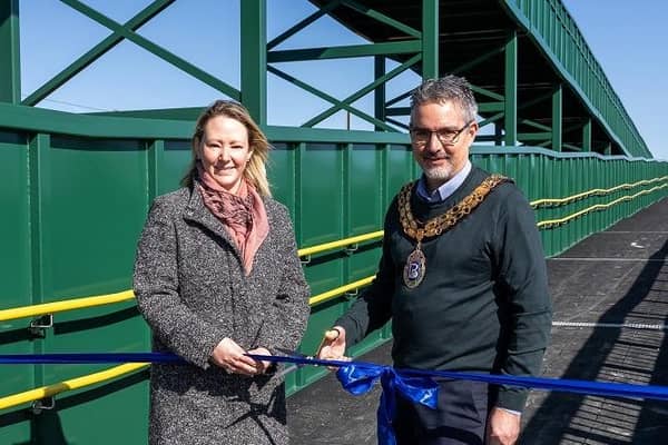 The ribbon cutting was courtesy of Louise Cox, Head of Safety Health and Environment [East Coast] at Network Rail, and Cllr  Mark Foster,  Mayor of Biggleswade Town Council