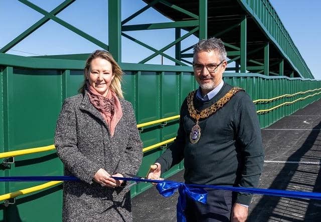 The ribbon cutting was courtesy of Louise Cox, Head of Safety Health and Environment [East Coast] at Network Rail, and Cllr  Mark Foster,  Mayor of Biggleswade Town Council