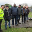 Town councillors celebrate the commencement of work at the play area. Image: Biggleswade Town Council.