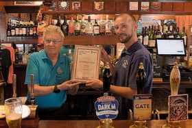 Stuart receiving the Bedfordshire Pub of the Year Award