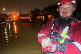 A hedgehog rescued from flood waters at Waterdell in Leighton Buzzard. Image: Midshires Search and Rescue