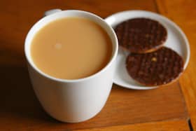 A cup of tea and biscuits.