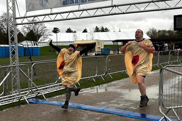 Max and Hannah cross the finish line