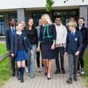 Jo Young, Etonbury Academy's principal, with pupils. Picture: Etonbury Academy