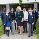 Jo Young, Etonbury Academy's principal, with pupils. Picture: Etonbury Academy