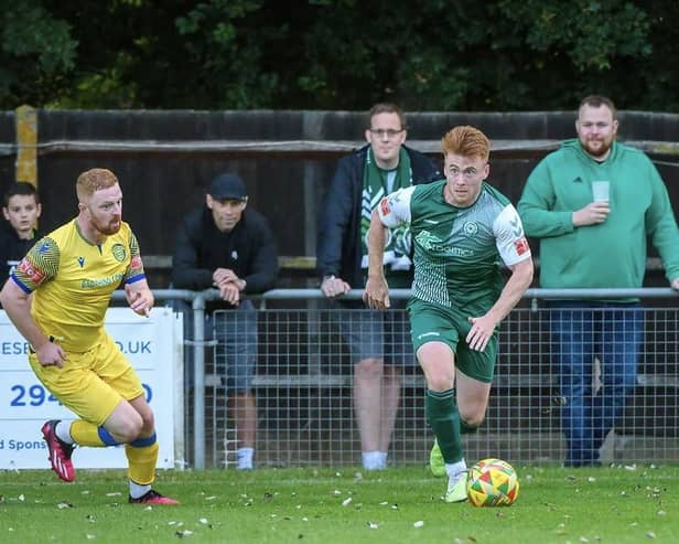 Biggleswade FC in action during their last friendly against Spalding. Photo: Guy Wills Photography.