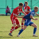 New Potton signing Finbar King in action against London Colney. Photo: Potton Utd FC.