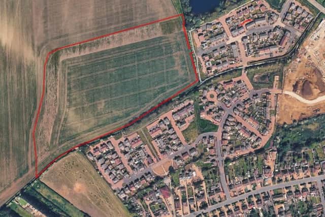 Approximate site location for the plans for up to 115 houses at Lower Stondon.