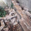 Vandalised boundary wall At Drove Road Chapel. Picture: Biggleswade Town Council agenda