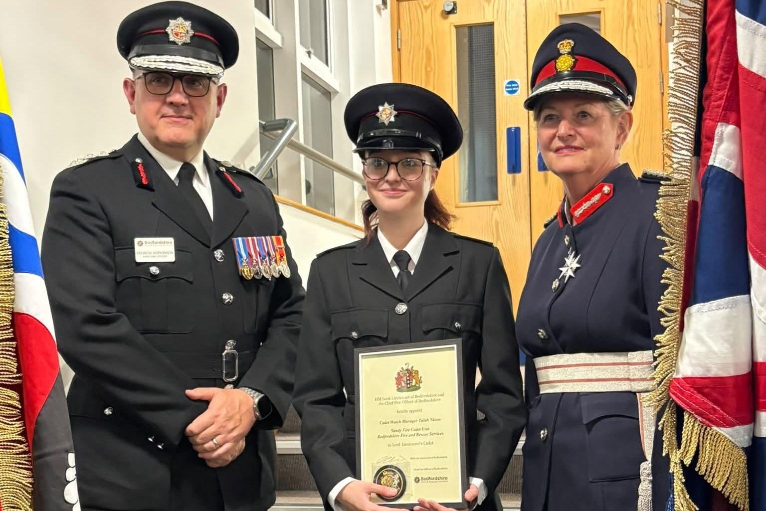 Tulah from Sandy proud to be HM Lord-Lieutenant’s cadet for Bedfordshire