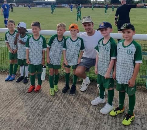 Nick is pictured with Biggleswade Town Under 8 players