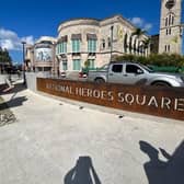 The structure was unveiled at National Heroes Square in Bridgetown, Barbados