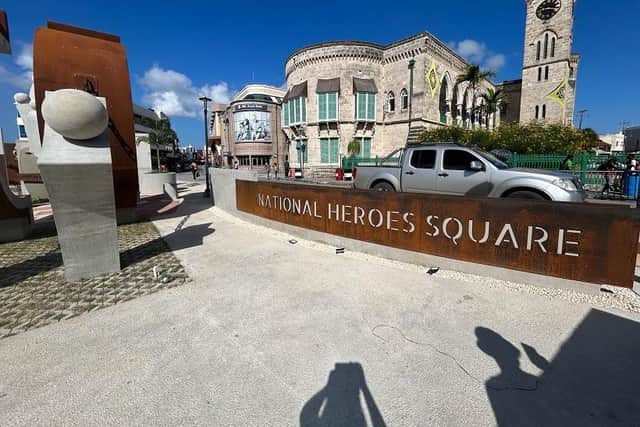 The structure was unveiled at National Heroes Square in Bridgetown, Barbados