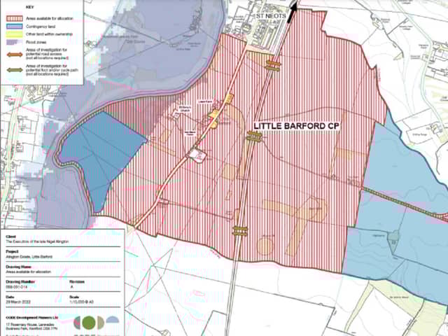 A map from the Bedford Borough Council Local Plan 2040 documents that shows the proposed development near Little Barford.