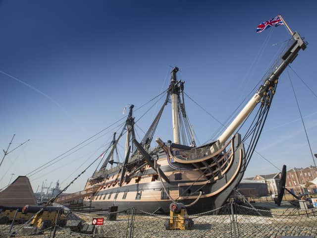 HMS Victory, Lord Nelson's flagship during the Battle of Trafalgar, is now in Portsmouth Historic Dockyard home