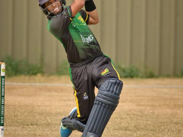 Hamad Arshad in action for Biggleswade's Sunday side in their game last weekend. Photo: Richard Southan.