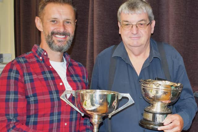 Richard Marriot with Max McMurdo – just two of the 12 awards and trophies for his efforts in the 2022 Show.