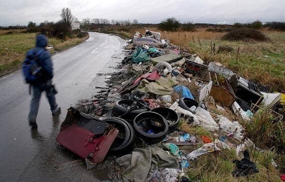 A view of a fly-tipping site near Erith in Kent. Picture: Gareth Fuller/PA