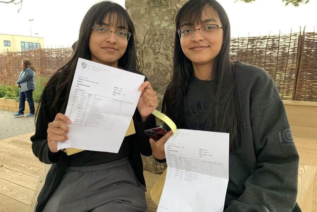 Twins Alesha and Zahrah Zaman were both among Etonbury Academy's top-performing GCSE students
