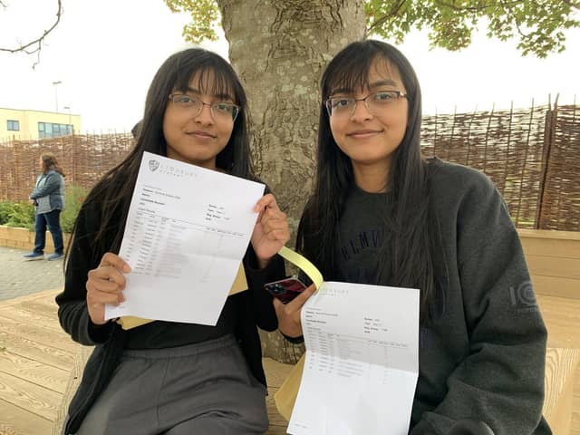 Twins Alesha and Zahrah Zaman were both among Etonbury Academy's top-performing GCSE students