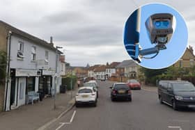Sun Street in Biggleswade and inset, an ANPR camera