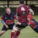 Action from Biggleswade's game with Melton on Saturday. Photo by David Kay.