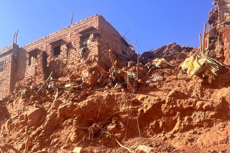 Rubble is all that remains of a once-thriving Morocco village.