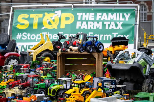 Some of the farm toys on display in Westminster during NFU Conference.