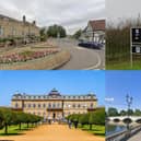Clockwise from top left, Biggleswade, Dunstable Downs, Bedford and Wrest Park (Pictures: English Heritage/Google)