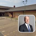 Saxon Pool and Leisure Centre in Biggleswade and inset, Richard Fuller MP