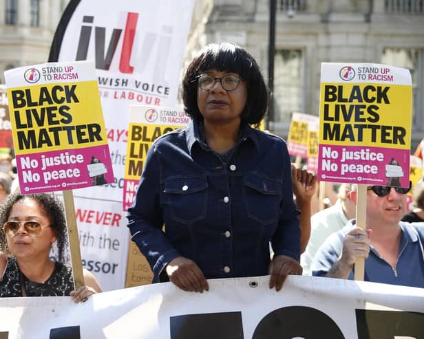 Labour MP Diane Abbott attends a Stand Up to Racism rally outside Downing Street. Picture: Hollie Adams/Getty