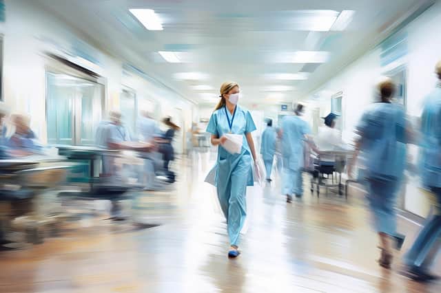 File photo of health workers in a hospital