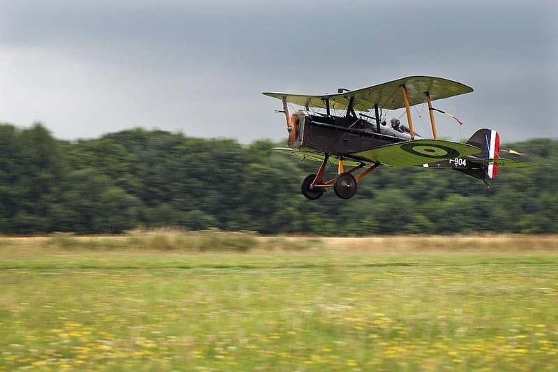 Shuttleworth Collection Pilot Rodger 'Dodge' Bailey, takes off in the SE5a for demonstration flight at 'The Shuttlesworth Collection' at Old Warden on July 21, 2014. Of the 55,000 planes that were manufactured by the Royal Army Corps (RAC) during WWI, only around 20 remain in airworthy condition. Six of these belong to The Shuttleworth Collection at Old Warden.