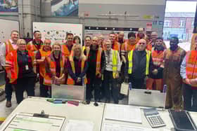 Jamie Brooks (centre) with Dareen Roe and Stagecoach East Engineers