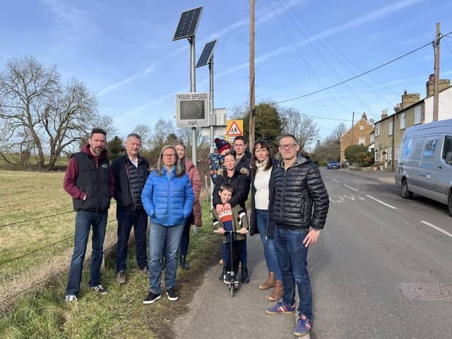 Councillors and residents out in protest. Pictured are residents with Councillor Zerny (right), Councillor Dix (second from right), Cllr Wye (third from left) and chair of Wrestlingworth and Cockayne Hatley Parish Council,  James Kirkpatrick (second from left). Image: Councillor Zerny.