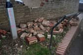 The damaged car park wall. Picture: Biggleswade Town Council