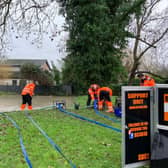 Taking action to control flooding in Blunham -  Photo credits: Bedfordshire Local Resilience Forum