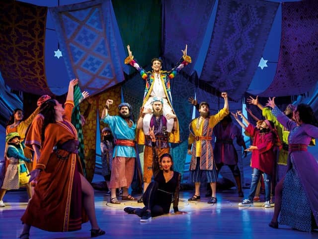 A stunning scene from the popular musical Joseph and the Amazing Technicolor Dreamcoat at Milton Keynes Theatre until September 24