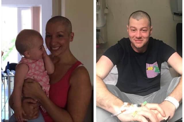 Katie's cousins Rebecca (pictured with daughter Tavia) and Josh have both fought and beaten cancer. Photos: Rebecca Llewellyn and Josh Clifford.