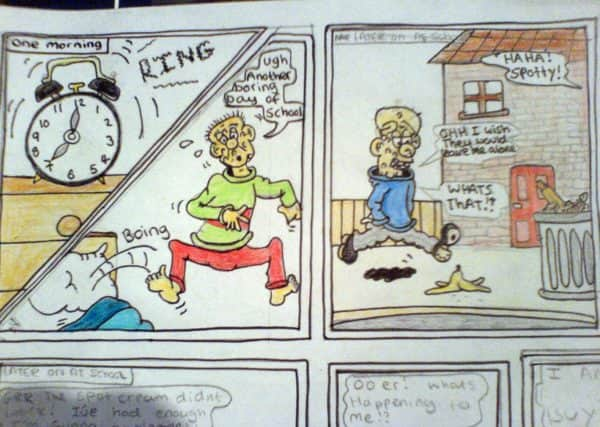 A comic strip drawn by Joe Sugg as a child, which appears in the special Beano comic (Image: Beano Studios)