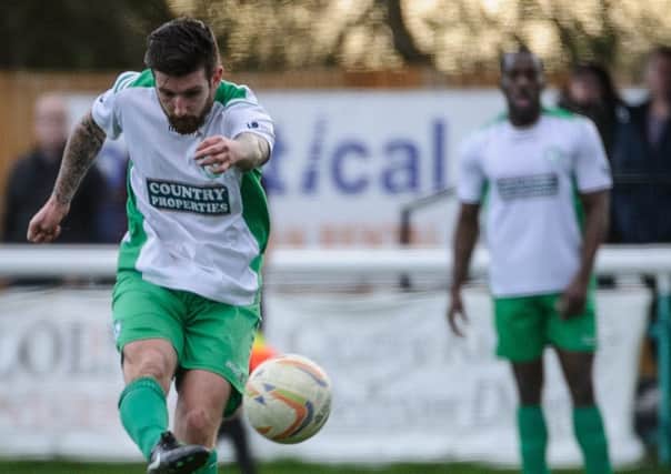 Lee Allinson playing for Biggleswade Town.