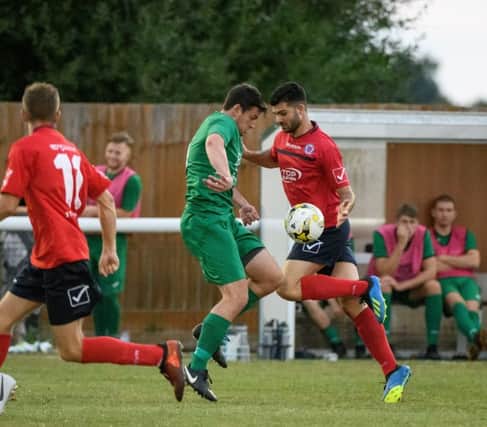 Biggleswade FC in recent action. Picture: Guy Wills.