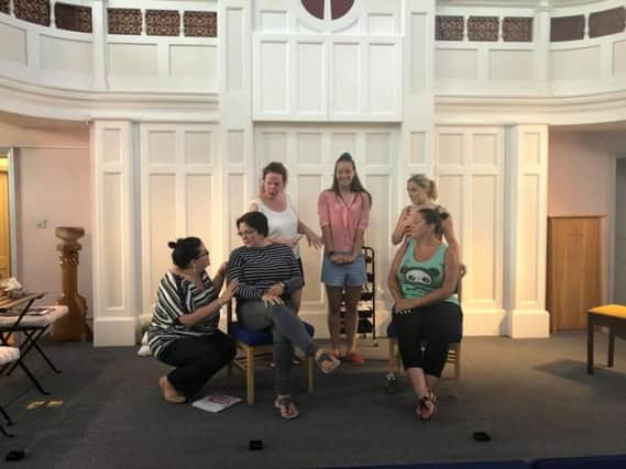 Biggleswade Amateur Theatrical Society in rehearsals for Steel Magnolias.