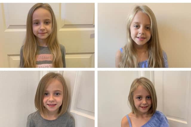 Liah (left) and Peyton (right) had their hair cut for the Little Princess Trust