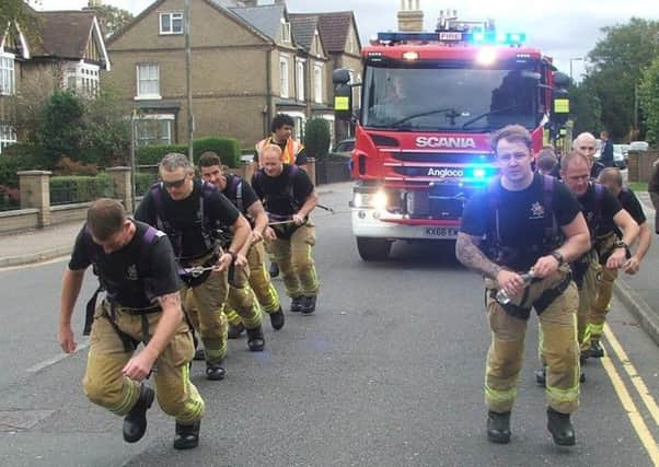 Fire engine pull. Credit: Bedfordshire Fire and Rescue Service.