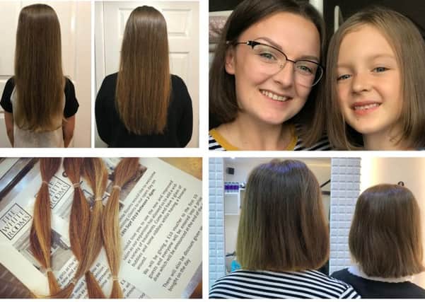 Sasha and Freya's lovely long locks before they were cut, and after the chop!