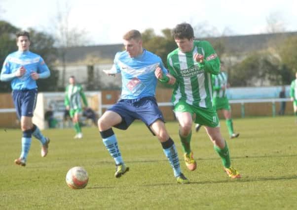 Action from Biggleswade Town's 1-0 win over Fleet Town