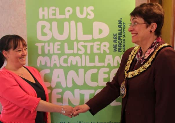 Alex Gallagher (from The Lister Hospital) and the Biggleswade Mayor Hazel Ramsay.