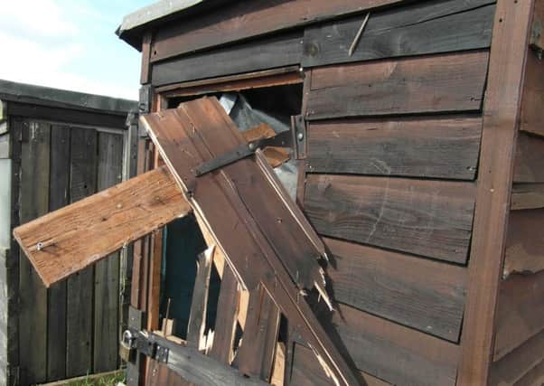 One of the vandalised sheds