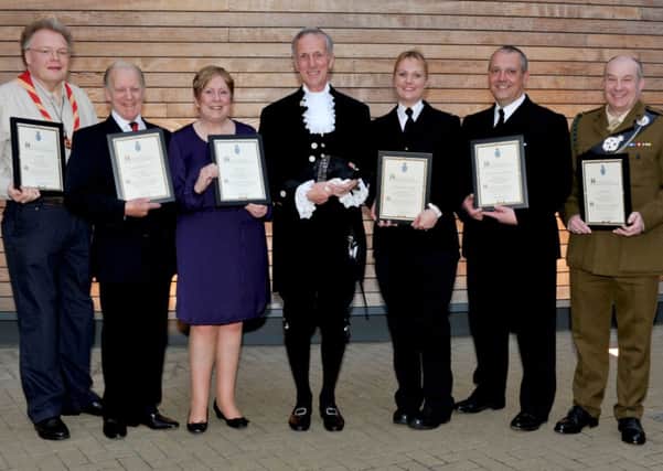 Buckinghamshire's High Sheriff Sir Stuart Hampson, centre, with this year's award winners PNL-140704-095513001